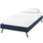 Loryn Twin Fabric Bed Frame with Round Splayed Legs, Twin Size, Fabric, Navy Blue, 14460