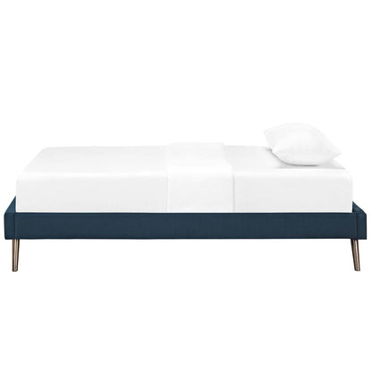 Loryn Twin Fabric Bed Frame with Round Splayed Legs, Twin Size, Fabric, Navy Blue, 14460