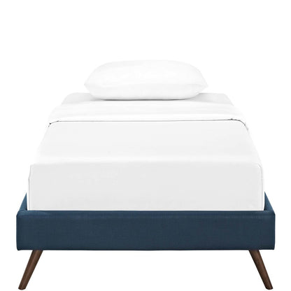 Loryn Twin Fabric Bed Frame with Round Splayed Legs, Twin Size, Fabric, Navy Blue, 14460