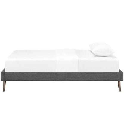 Loryn Twin Fabric Bed Frame with Round Splayed Legs, Twin Size, Fabric, Grey Gray, 14462