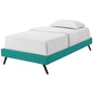 Loryn Twin Fabric Bed Frame with Round Splayed Legs, Fabric, Teal Blue, 21257