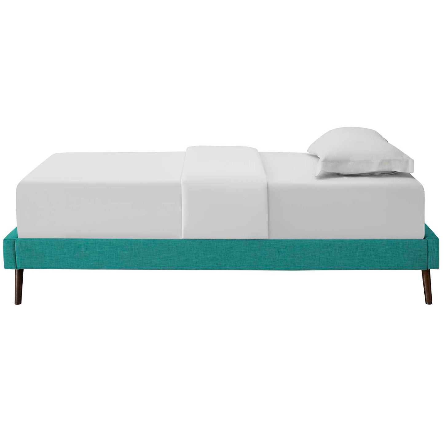 Loryn Twin Fabric Bed Frame with Round Splayed Legs, Fabric, Teal Blue, 21257