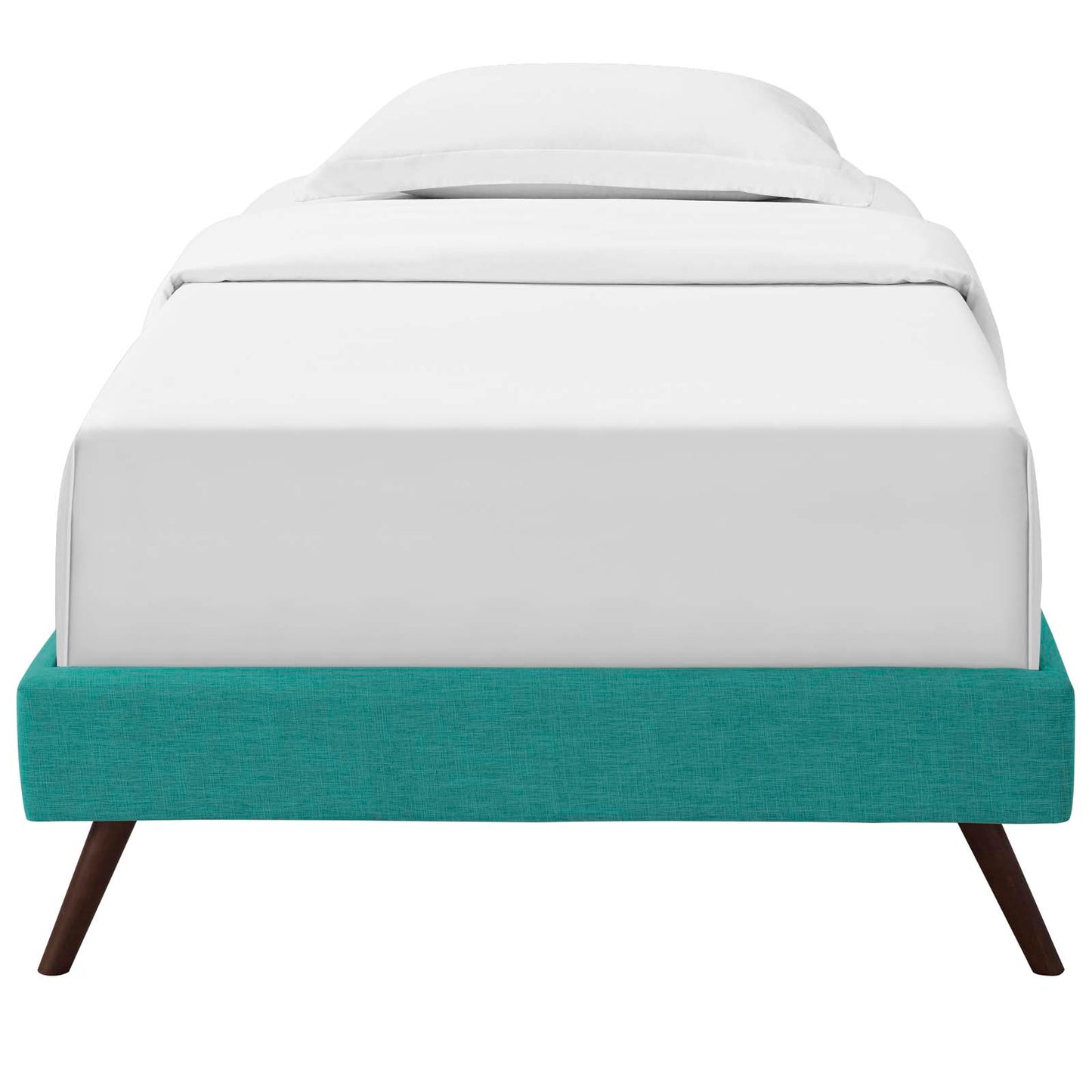 Loryn Twin Fabric Bed Frame with Round Splayed Legs, Fabric, Teal Blue, 21257