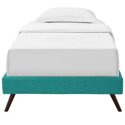 Loryn Twin Fabric Bed Frame with Round Splayed Legs, Fabric, Teal Blue, 21257