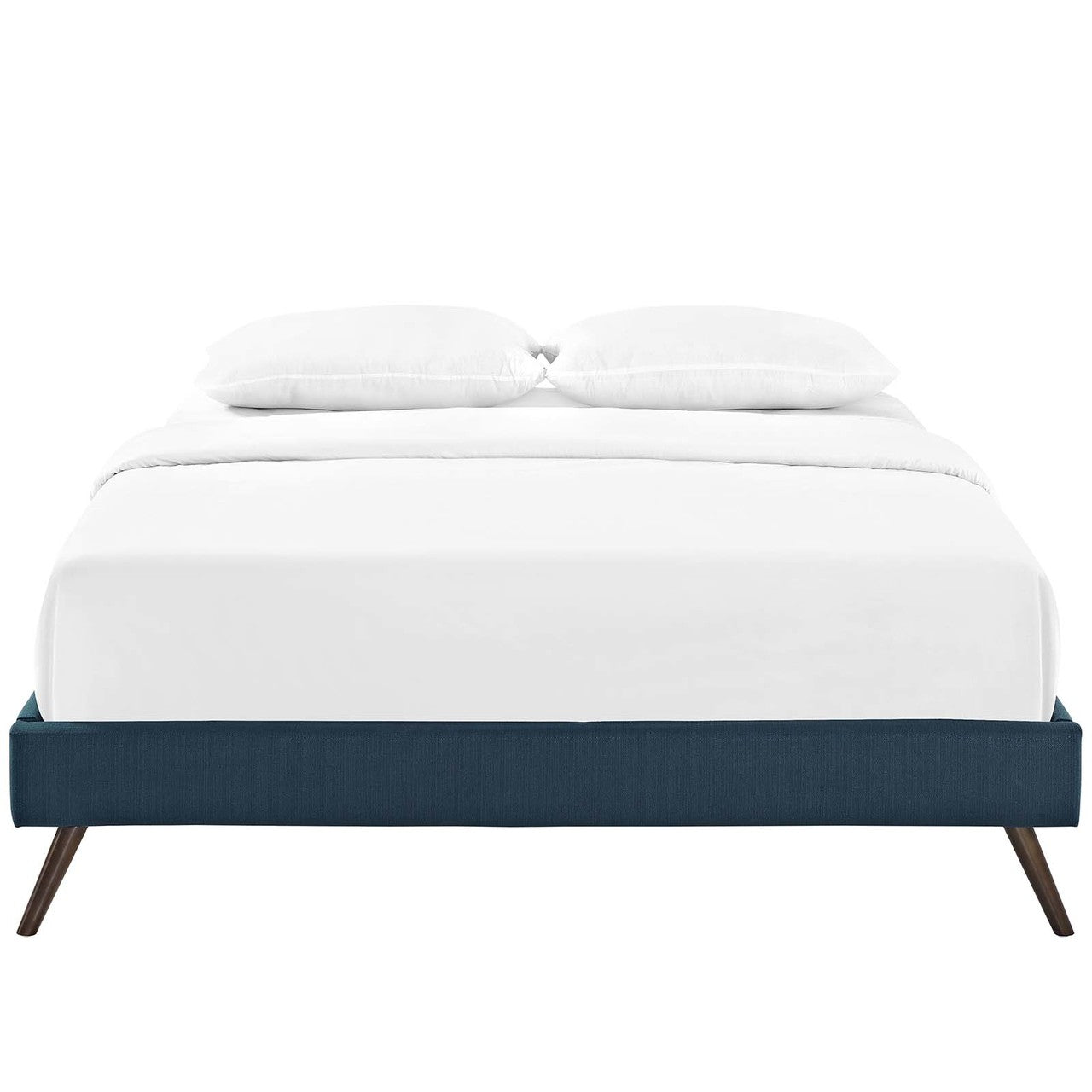 Loryn Full Fabric Bed Frame with Round Splayed Legs, Full Size, Fabric, Navy Blue, 14465