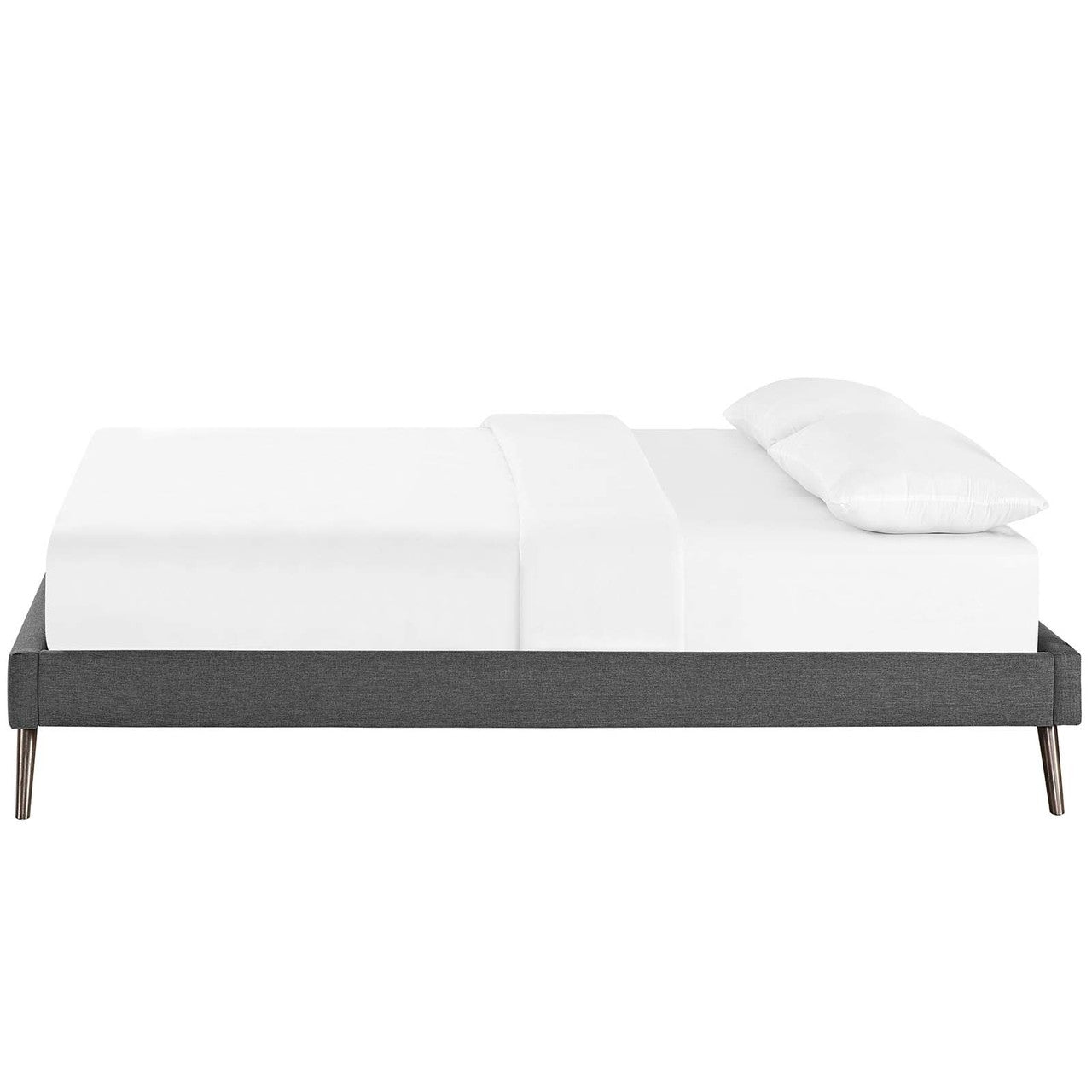 Loryn Full Fabric Bed Frame with Round Splayed Legs, Full Size, Fabric, Grey Gray, 14467