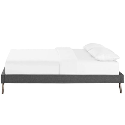 Loryn Full Fabric Bed Frame with Round Splayed Legs, Full Size, Fabric, Grey Gray, 14467