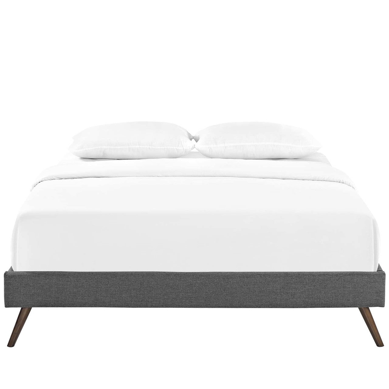 Loryn Full Fabric Bed Frame with Round Splayed Legs, Full Size, Fabric, Grey Gray, 14467
