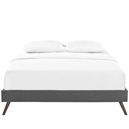 Loryn Full Fabric Bed Frame with Round Splayed Legs, Full Size, Fabric, Grey Gray, 14467