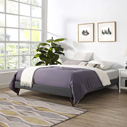 Loryn Full Fabric Bed Frame with Round Splayed Legs, Full Size, Fabric, Grey Gray, 14467