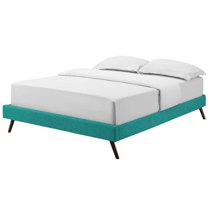 Loryn Full Fabric Bed Frame with Round Splayed Legs, Fabric, Teal Blue, 21258