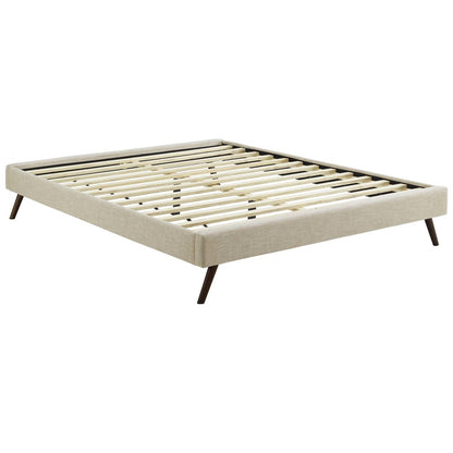 Loryn Queen Fabric Bed Frame with Round Splayed Legs, Queen Size, Fabric, Beige, 14471