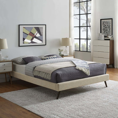 Loryn Queen Fabric Bed Frame with Round Splayed Legs, Queen Size, Fabric, Beige, 14471