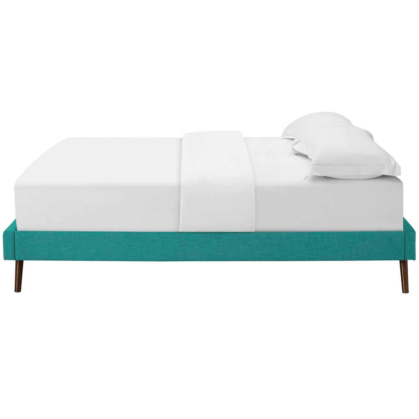 Loryn Queen Fabric Bed Frame with Round Splayed Legs, Fabric, Teal Blue, 21259