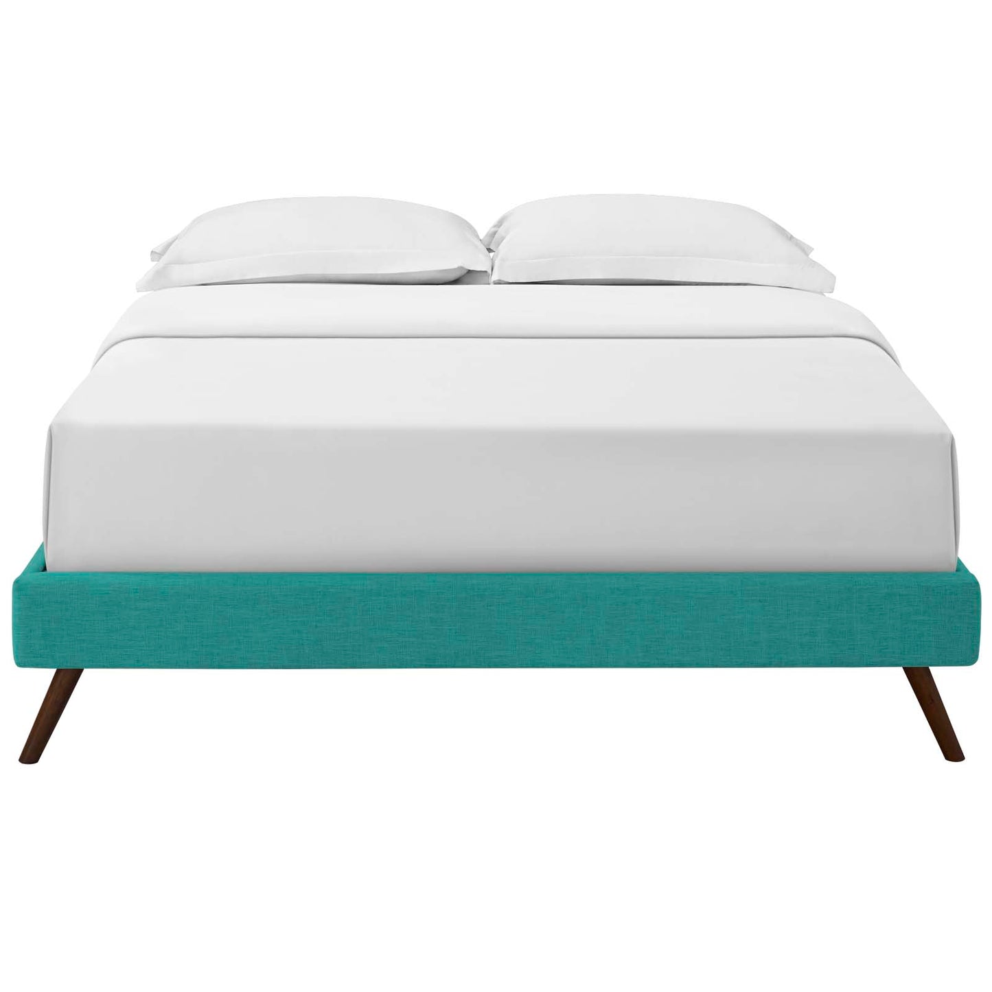 Loryn Queen Fabric Bed Frame with Round Splayed Legs, Fabric, Teal Blue, 21259