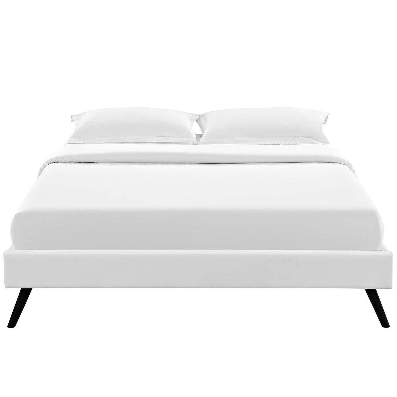 Loryn King Vinyl Bed Frame with Round Splayed Legs, King Size, Faux Vinyl Leather, White, 14474