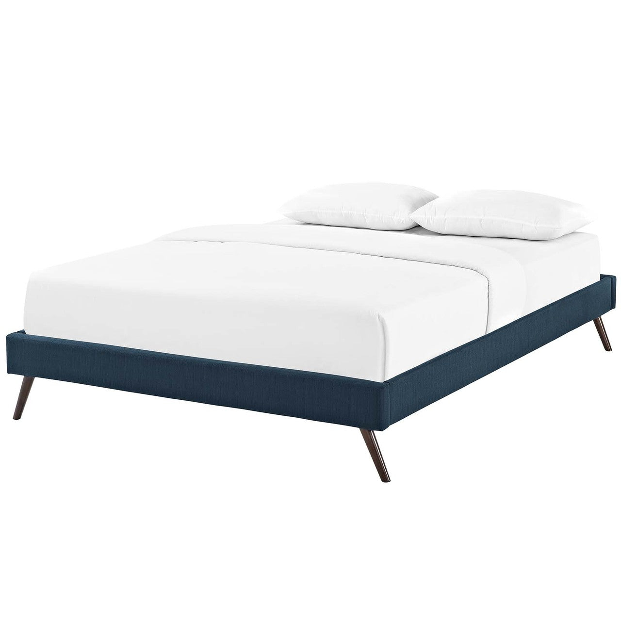 Loryn King Fabric Bed Frame with Round Splayed Legs, King Size, Fabric, Navy Blue, 14475