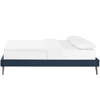 Loryn King Fabric Bed Frame with Round Splayed Legs, King Size, Fabric, Navy Blue, 14475