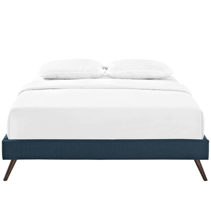 Loryn King Fabric Bed Frame with Round Splayed Legs, King Size, Fabric, Navy Blue, 14475