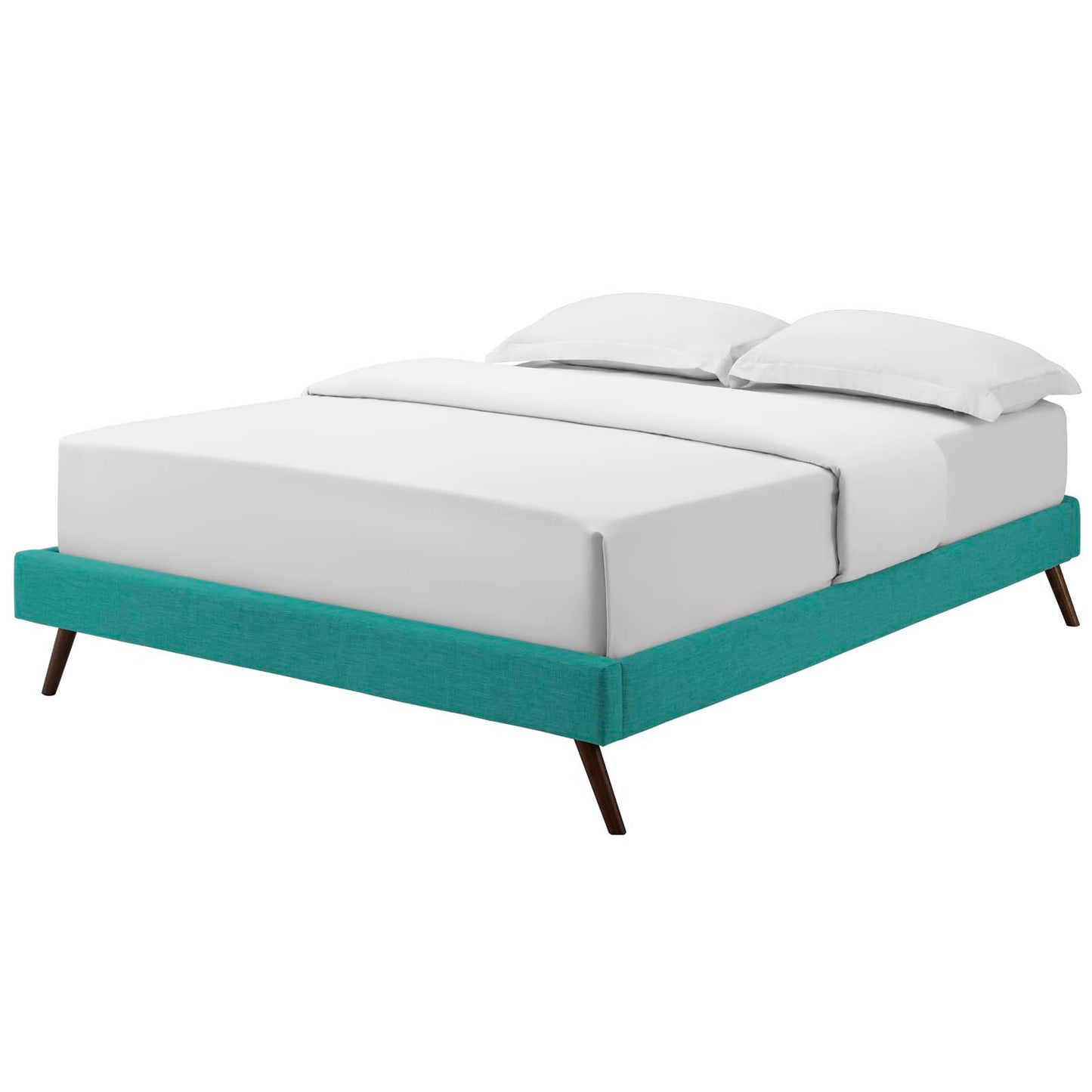 Loryn King Fabric Bed Frame with Round Splayed Legs, Fabric, Teal Blue, 21260