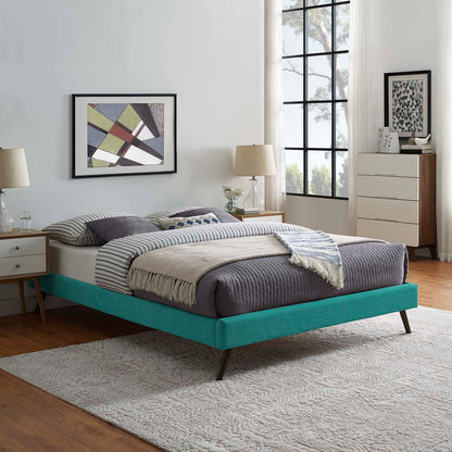 Loryn King Fabric Bed Frame with Round Splayed Legs, Fabric, Teal Blue, 21260