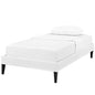 Tessie Twin Vinyl Bed Frame with Squared Tapered Legs, Twin Size, Faux Vinyl Leather, White, 14479