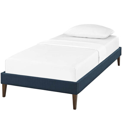 Tessie Twin Fabric Bed Frame with Squared Tapered Legs, Twin Size, Fabric, Navy Blue, 14480