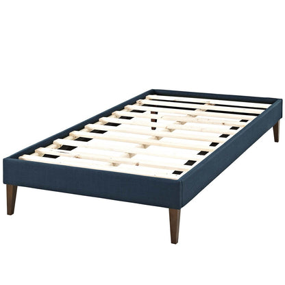 Tessie Twin Fabric Bed Frame with Squared Tapered Legs, Twin Size, Fabric, Navy Blue, 14480