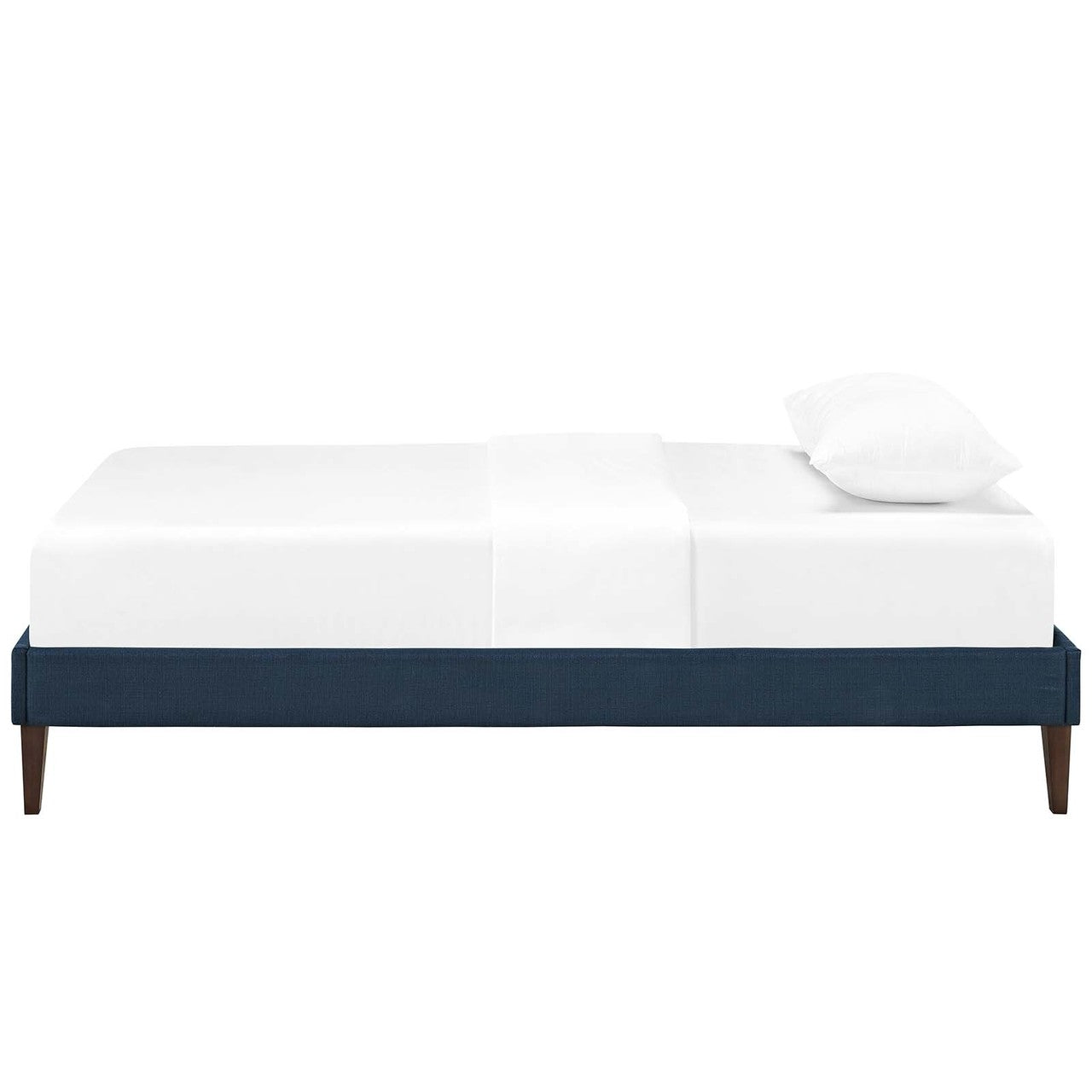 Tessie Twin Fabric Bed Frame with Squared Tapered Legs, Twin Size, Fabric, Navy Blue, 14480