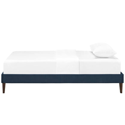 Tessie Twin Fabric Bed Frame with Squared Tapered Legs, Twin Size, Fabric, Navy Blue, 14480