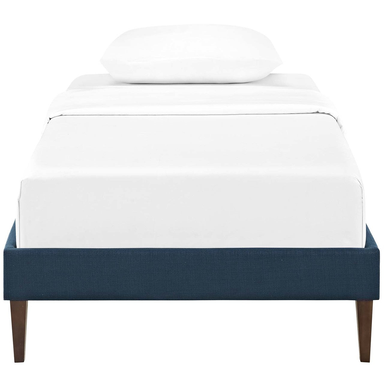 Tessie Twin Fabric Bed Frame with Squared Tapered Legs, Twin Size, Fabric, Navy Blue, 14480