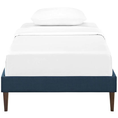 Tessie Twin Fabric Bed Frame with Squared Tapered Legs, Twin Size, Fabric, Navy Blue, 14480