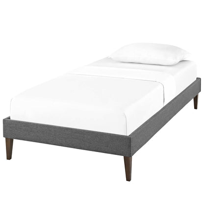 Tessie Twin Fabric Bed Frame with Squared Tapered Legs, Twin Size, Fabric, Grey Gray, 14482