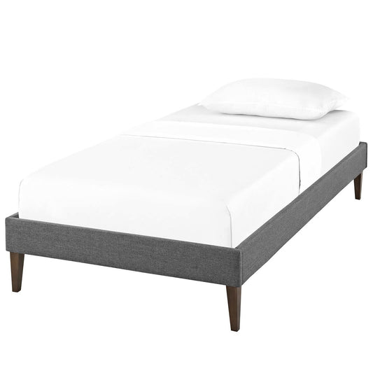 Tessie Twin Fabric Bed Frame with Squared Tapered Legs, Twin Size, Fabric, Grey Gray, 14482