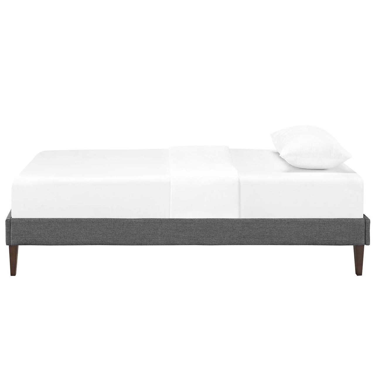 Tessie Twin Fabric Bed Frame with Squared Tapered Legs, Twin Size, Fabric, Grey Gray, 14482