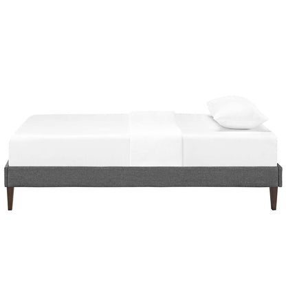 Tessie Twin Fabric Bed Frame with Squared Tapered Legs, Twin Size, Fabric, Grey Gray, 14482