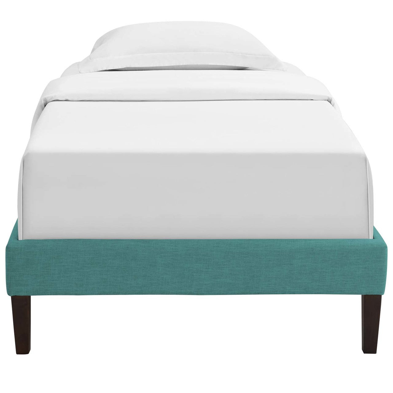Tessie Twin Fabric Bed Frame with Squared Tapered Legs, Twin Size, Fabric, Aqua Blue, 14483