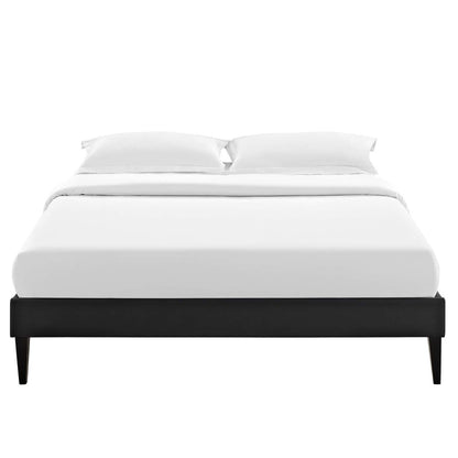 Tessie Full Vinyl Bed Frame with Squared Tapered Legs, Full Size, Faux Vinyl Leather, Black, 14484
