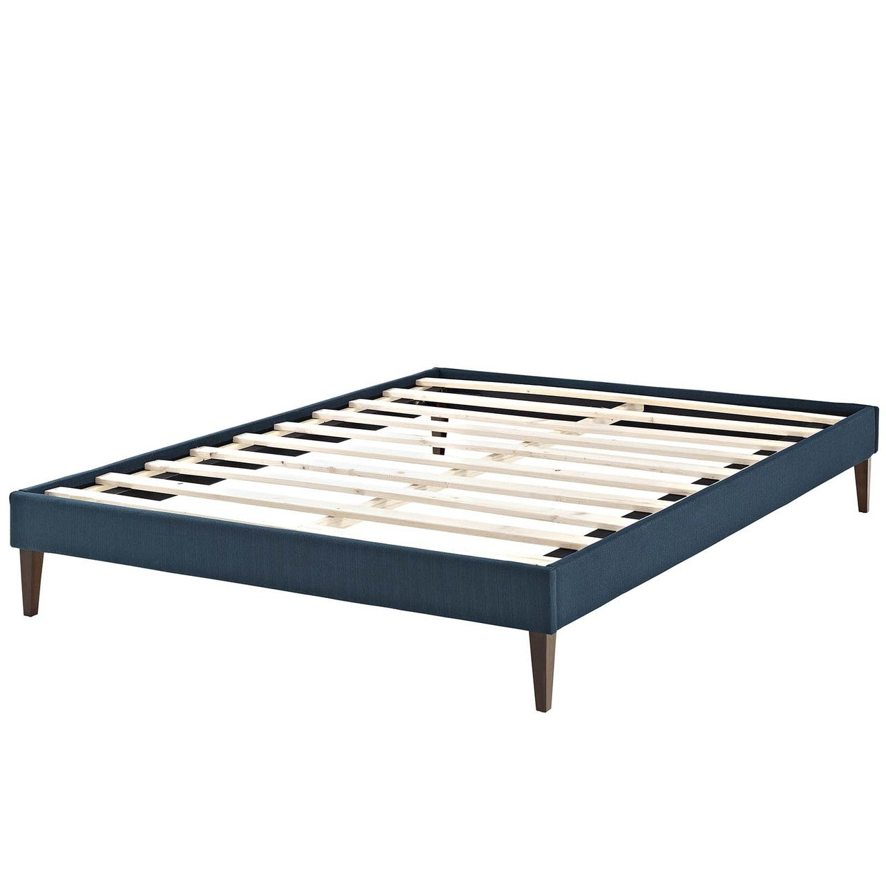Tessie Full Fabric Bed Frame with Squared Tapered Legs, Full Size, Fabric, Navy Blue, 15089