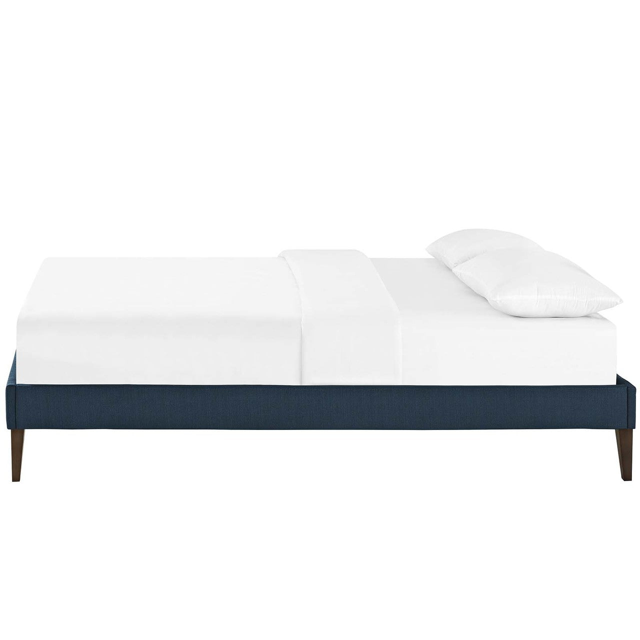 Tessie Full Fabric Bed Frame with Squared Tapered Legs, Full Size, Fabric, Navy Blue, 15089