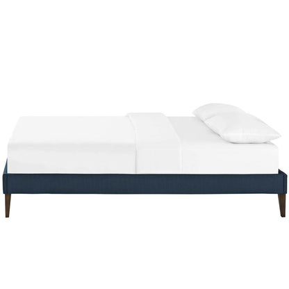 Tessie Full Fabric Bed Frame with Squared Tapered Legs, Full Size, Fabric, Navy Blue, 15089