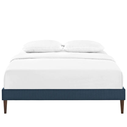 Tessie Full Fabric Bed Frame with Squared Tapered Legs, Full Size, Fabric, Navy Blue, 15089