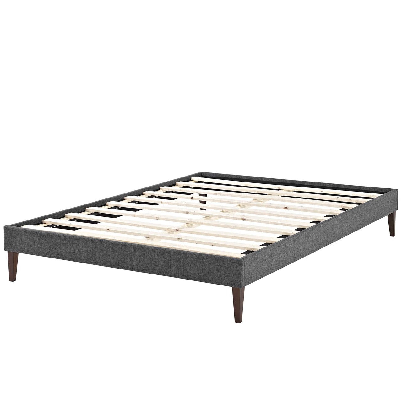 Tessie Queen Fabric Bed Frame with Squared Tapered Legs, Queen Size, Fabric, Grey Gray, 14490