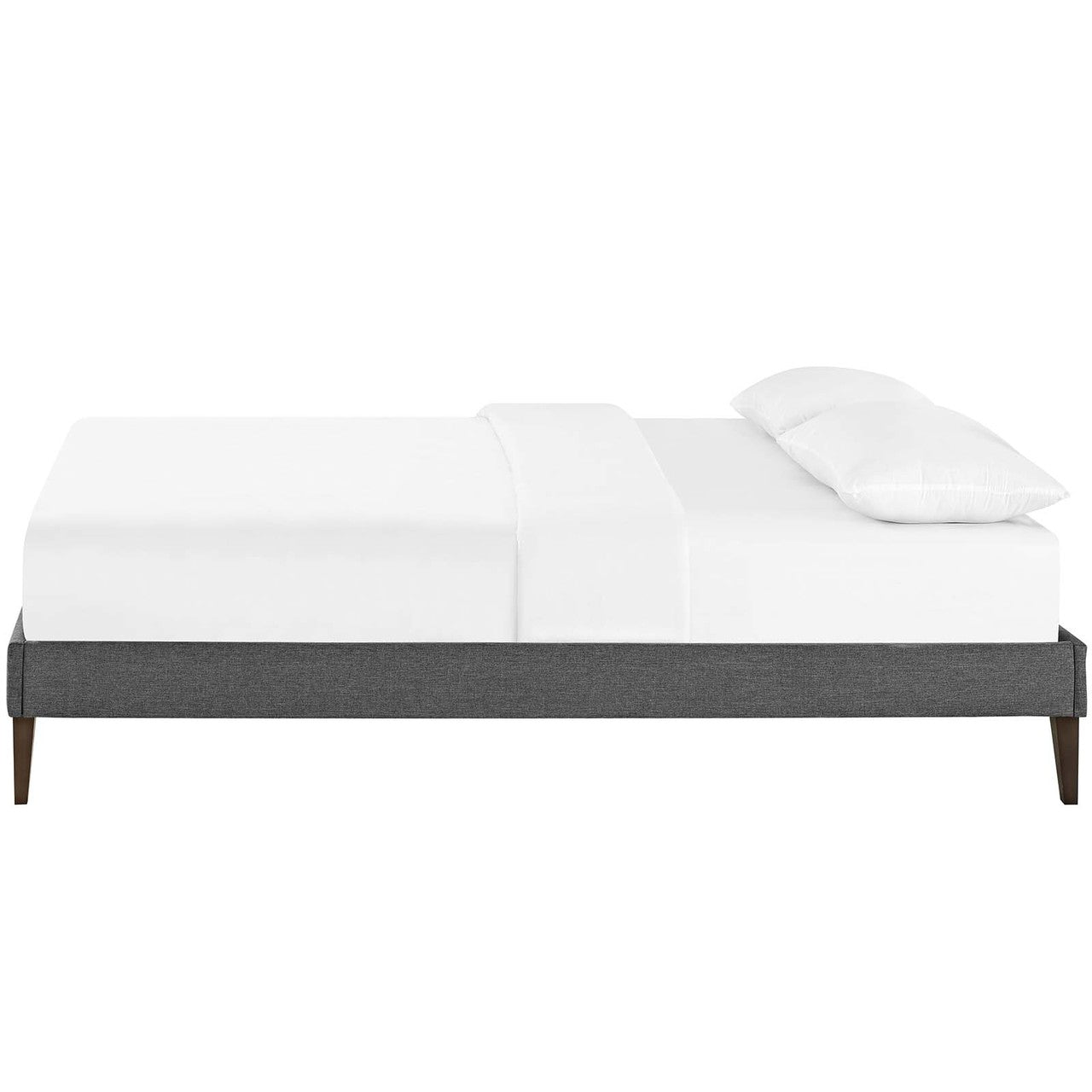 Tessie Queen Fabric Bed Frame with Squared Tapered Legs, Queen Size, Fabric, Grey Gray, 14490