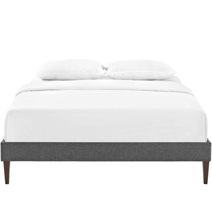 Tessie Queen Fabric Bed Frame with Squared Tapered Legs, Queen Size, Fabric, Grey Gray, 14490