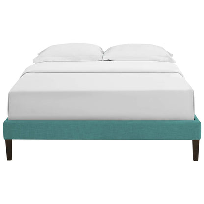 Tessie Queen Fabric Bed Frame with Squared Tapered Legs, Queen Size, Fabric, Aqua Blue, 14491