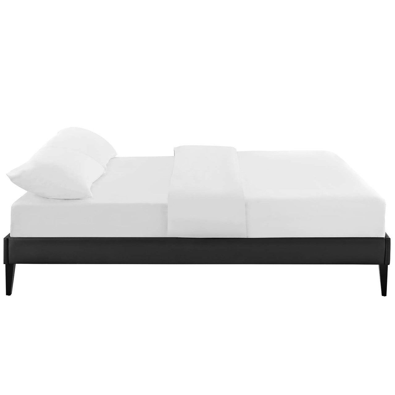 Tessie King Vinyl Bed Frame with Squared Tapered Legs, King Size, Faux Vinyl Leather, Black, 14492