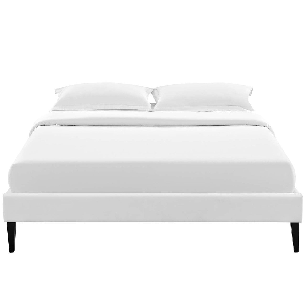 Tessie King Vinyl Bed Frame with Squared Tapered Legs, King Size, Faux Vinyl Leather, White, 14493