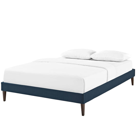 Tessie King Fabric Bed Frame with Squared Tapered Legs, King Size, Fabric, Navy Blue, 14494