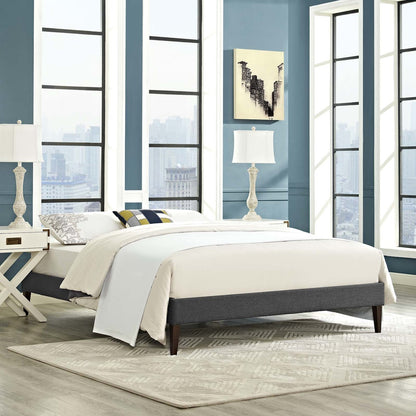 Tessie King Fabric Bed Frame with Squared Tapered Legs, King Size, Fabric, Grey Gray, 14496